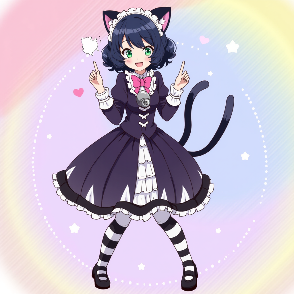 00207-Cyan Hijirikawa, wearing dark purple dress and striped thighhighs, short black blue curly hair, full body shot, maid headdress,-3004516337.png